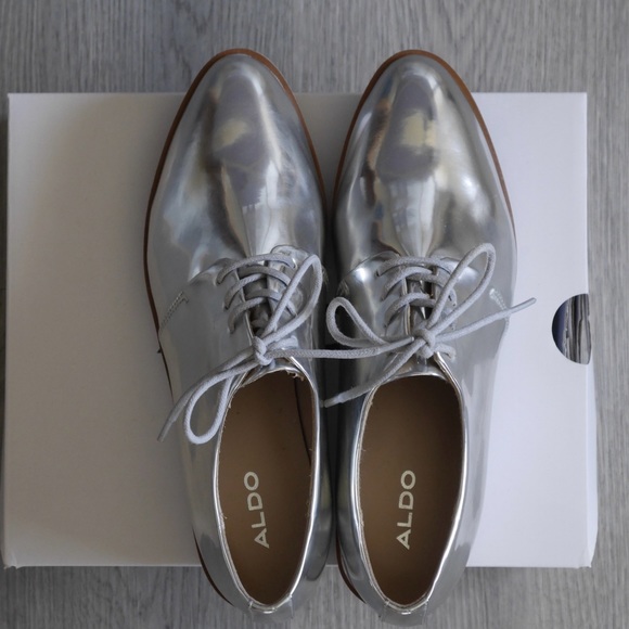 ALDO silver platform oxfords, size 6.5 - Picture 3 of 6